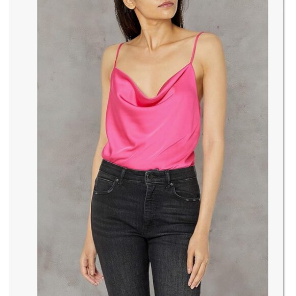The Drop Women's Christy Cowl-Neck Cami Silky Stretch Top, Hot Pink, S, NWT - Picture 4 of 5